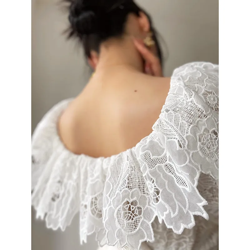 Aconiconi Heavy ruffled lace skirt top - Begonia