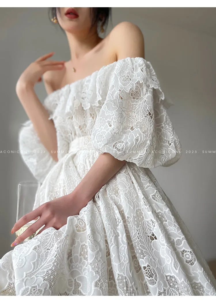 Aconiconi Heavy ruffled lace skirt top - Begonia