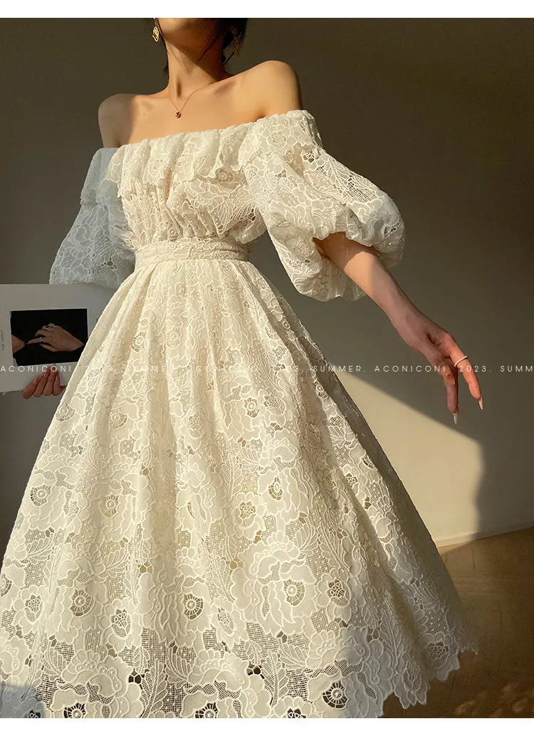 Aconiconi Heavy ruffled lace skirt top - Begonia