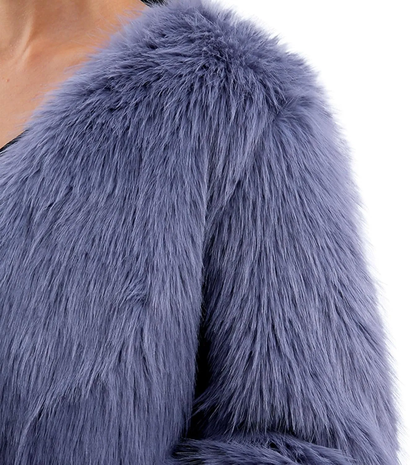 Amazhiyu Women's Faux Fur Cropped Coat Long Sleeve Open Front Winter Jacket