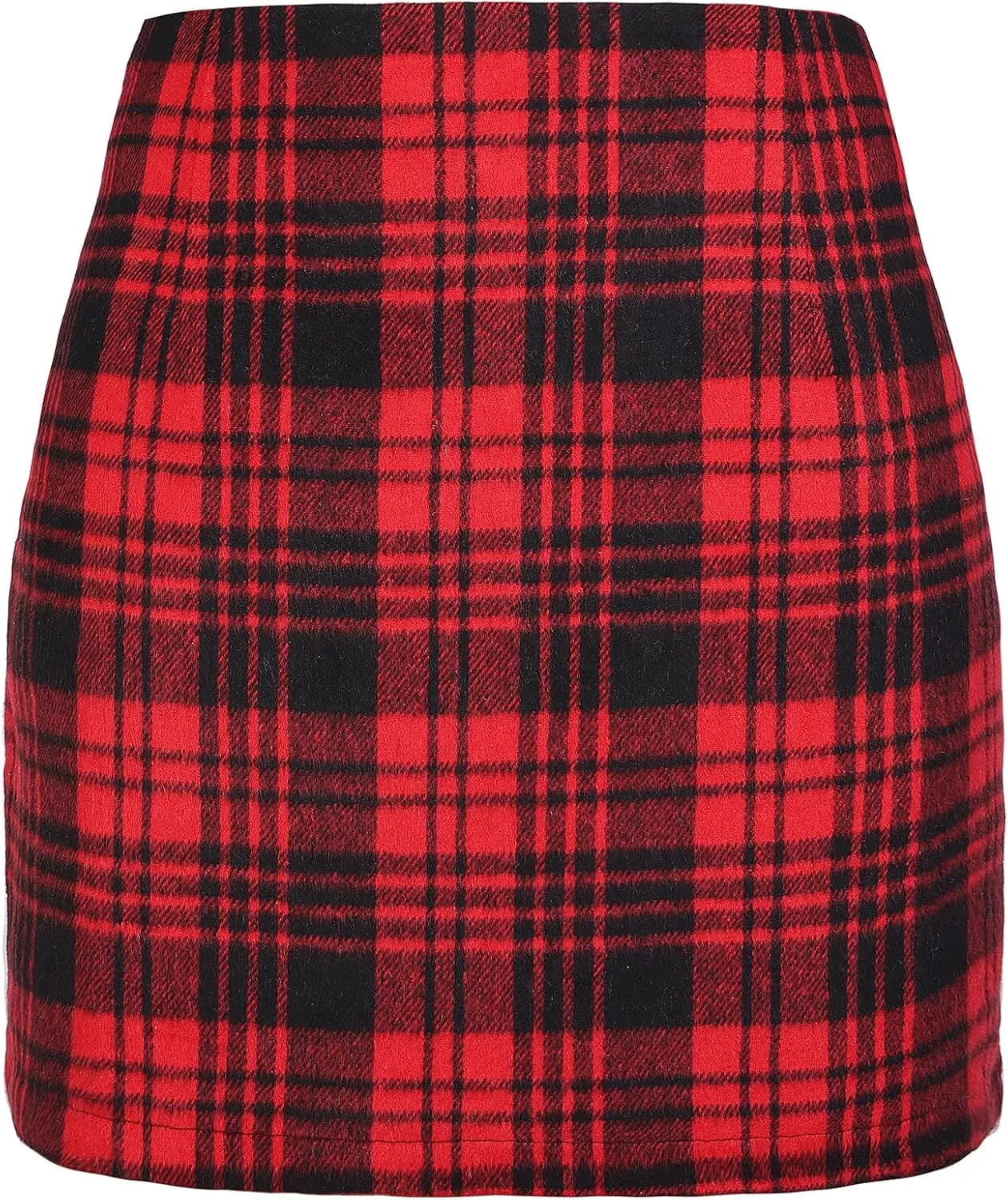 ATHX Women's High Waist Plaid Mini Skirts Fall Winter Wool Zipper Bodycon A Line Pencil Skirt Wrap Short Skirt for Women