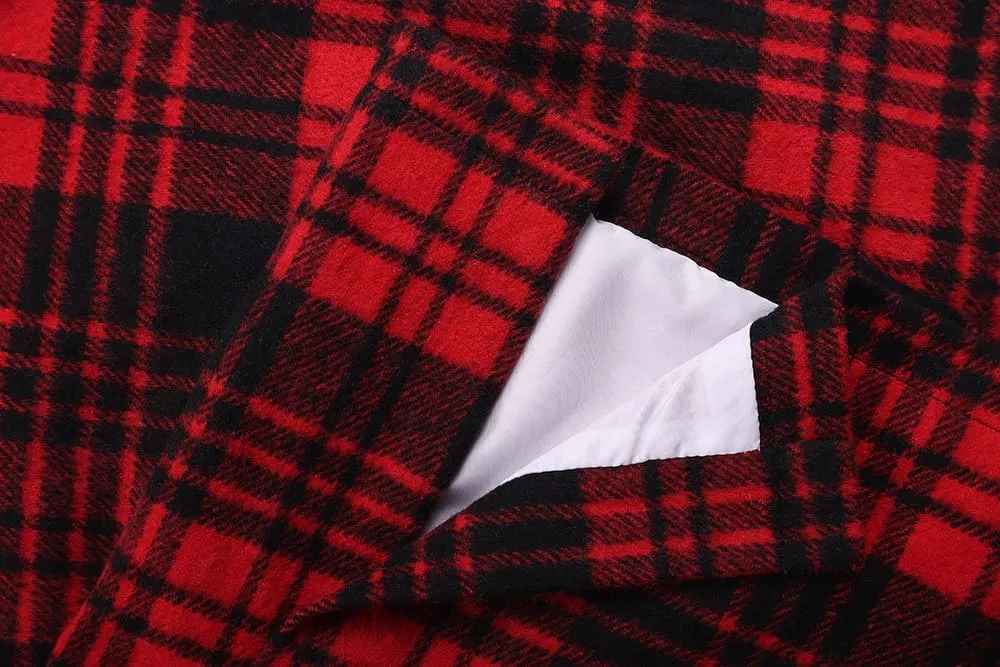 ATHX Women's High Waist Plaid Mini Skirts Fall Winter Wool Zipper Bodycon A Line Pencil Skirt Wrap Short Skirt for Women