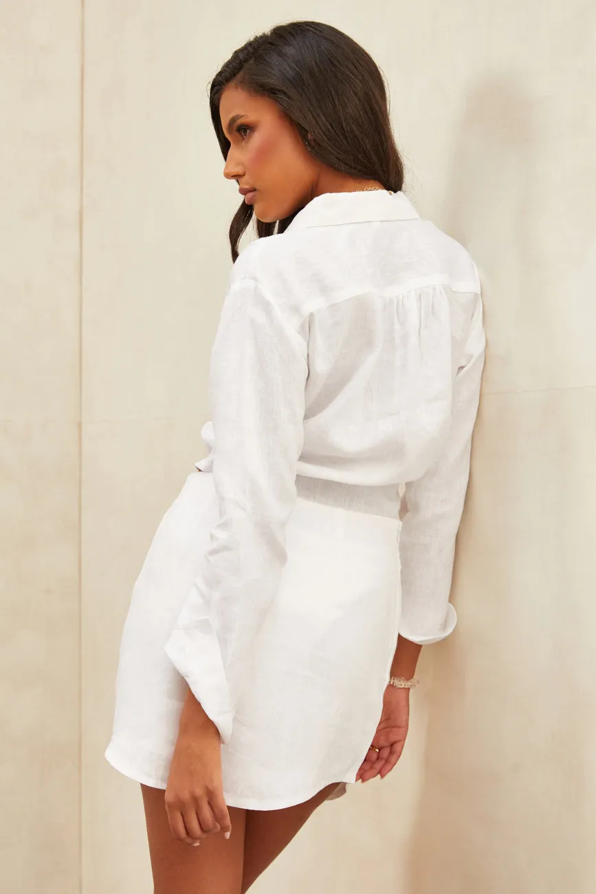 Aura Linen Mini Skirt White