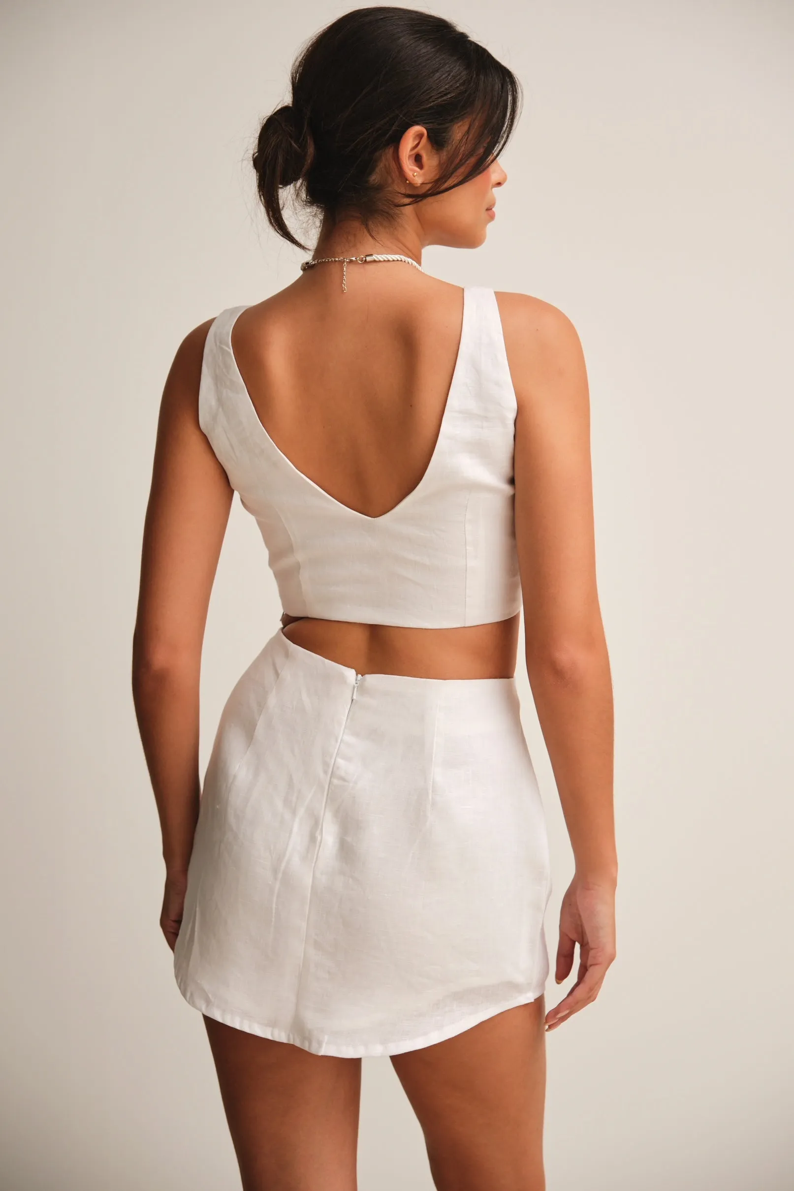 Aura Linen Mini Skirt White