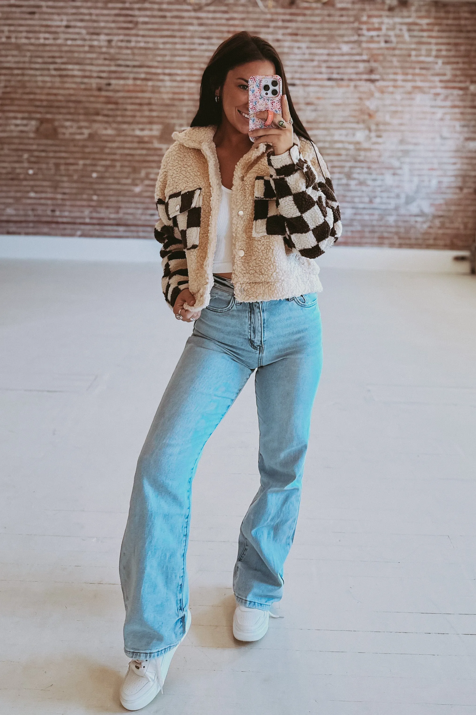 Checkered Teddy Bomber Jacket