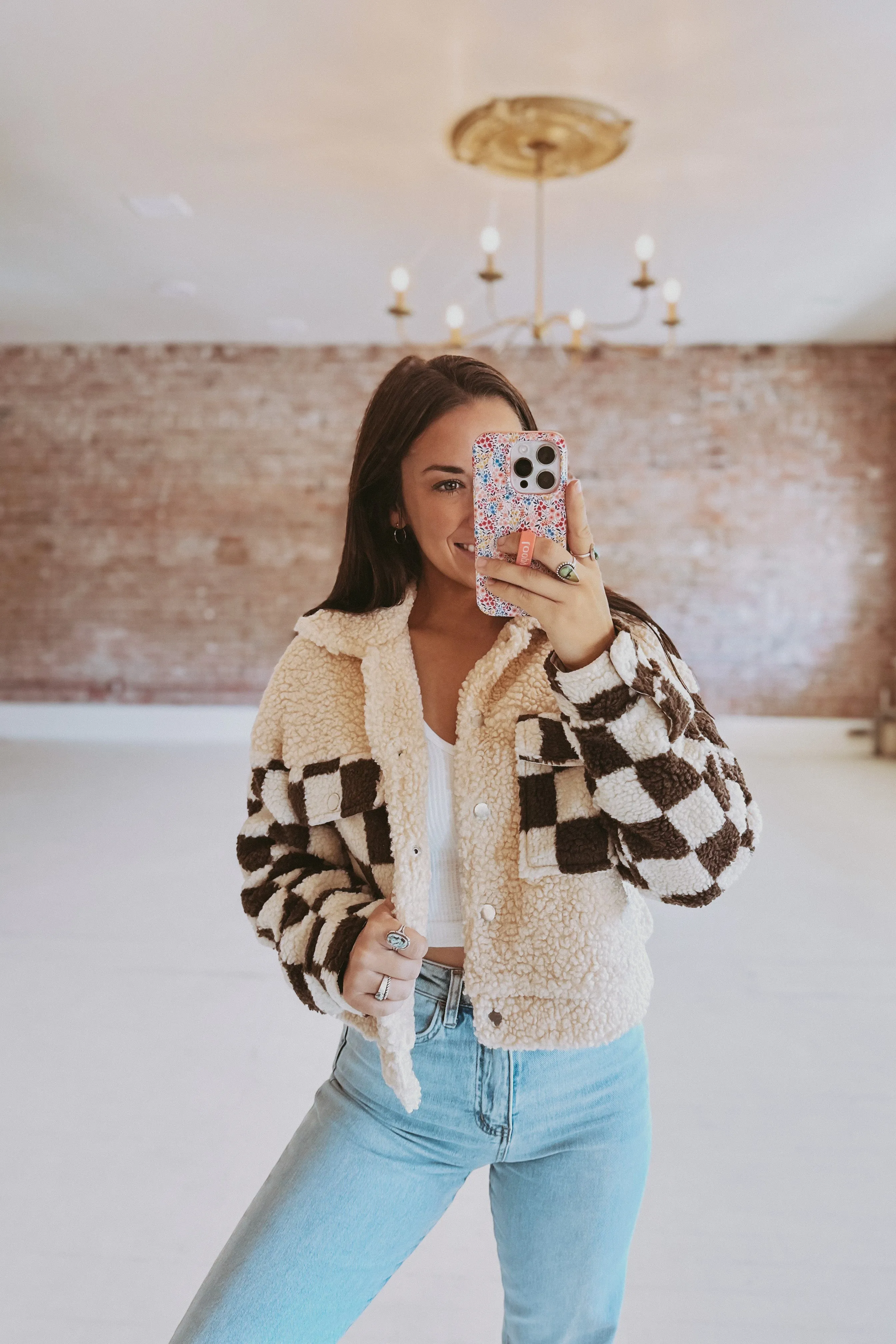 Checkered Teddy Bomber Jacket