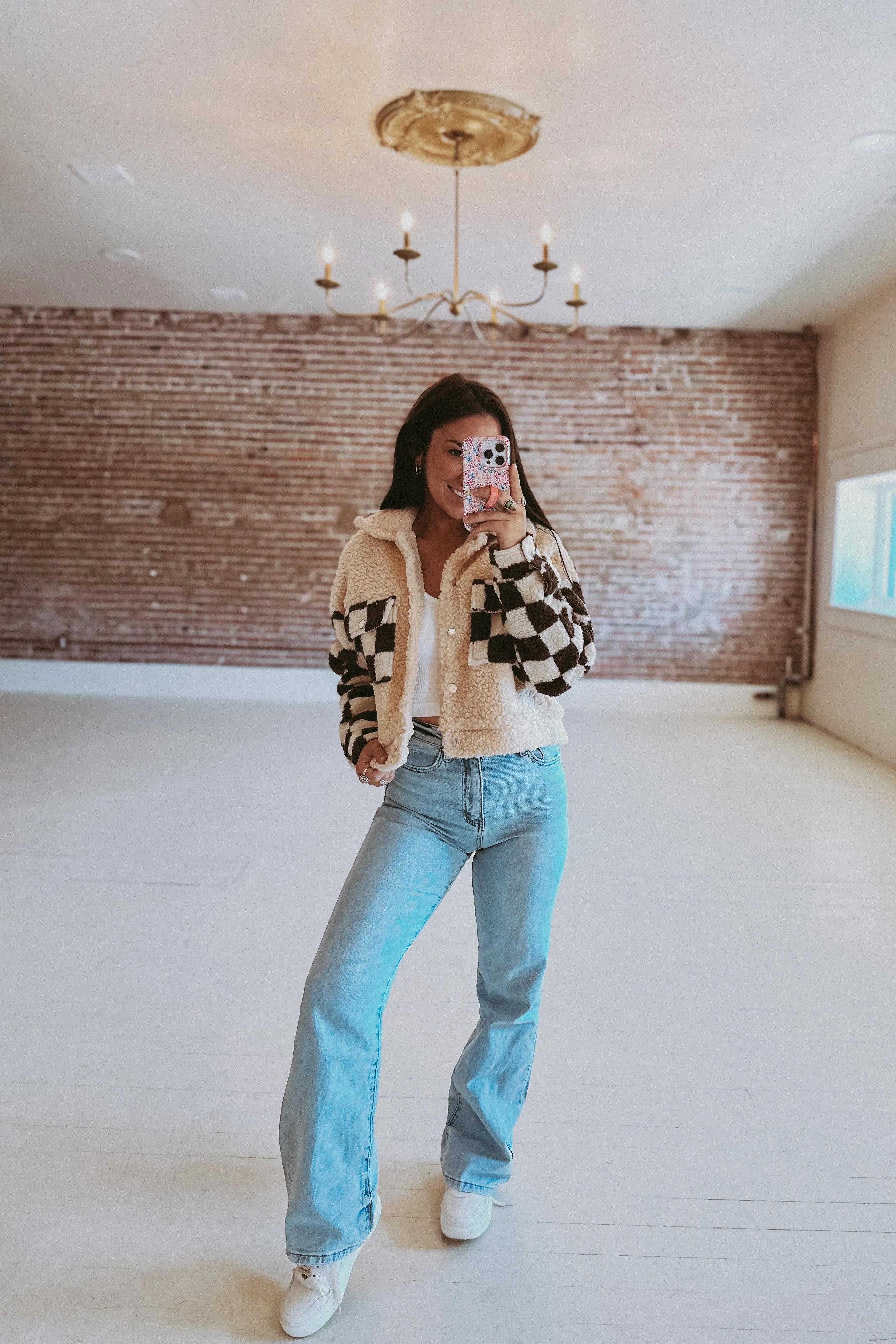 Checkered Teddy Bomber Jacket