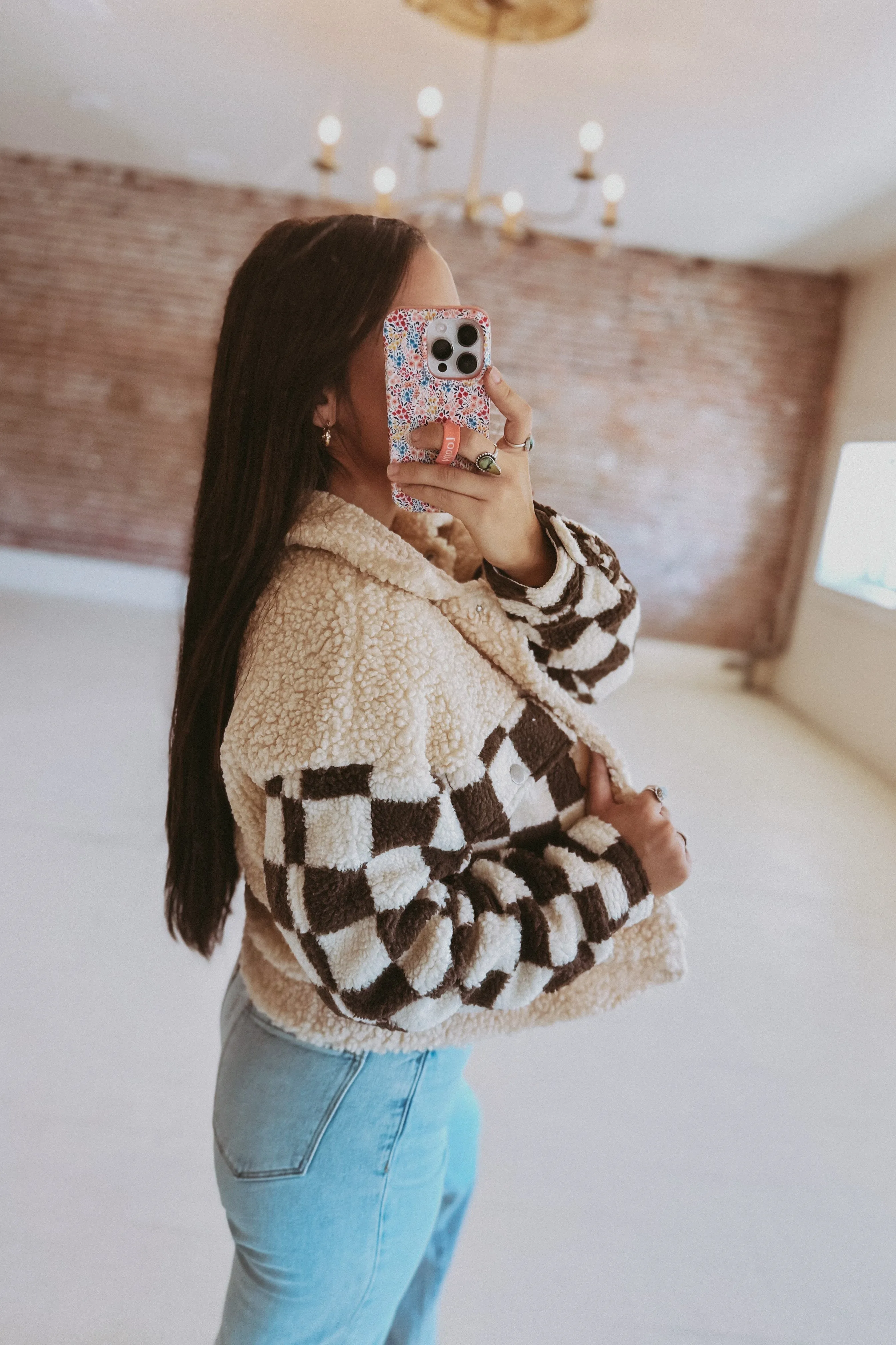 Checkered Teddy Bomber Jacket