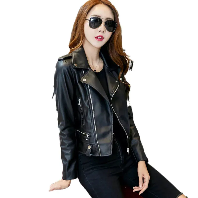 cold weather outfits Joskaa 2024 New Women's Loose-Fit Cropped Leather Jacket Korean Style Motorcycle Student PU Leather Vest Fashionable Spring Autumn