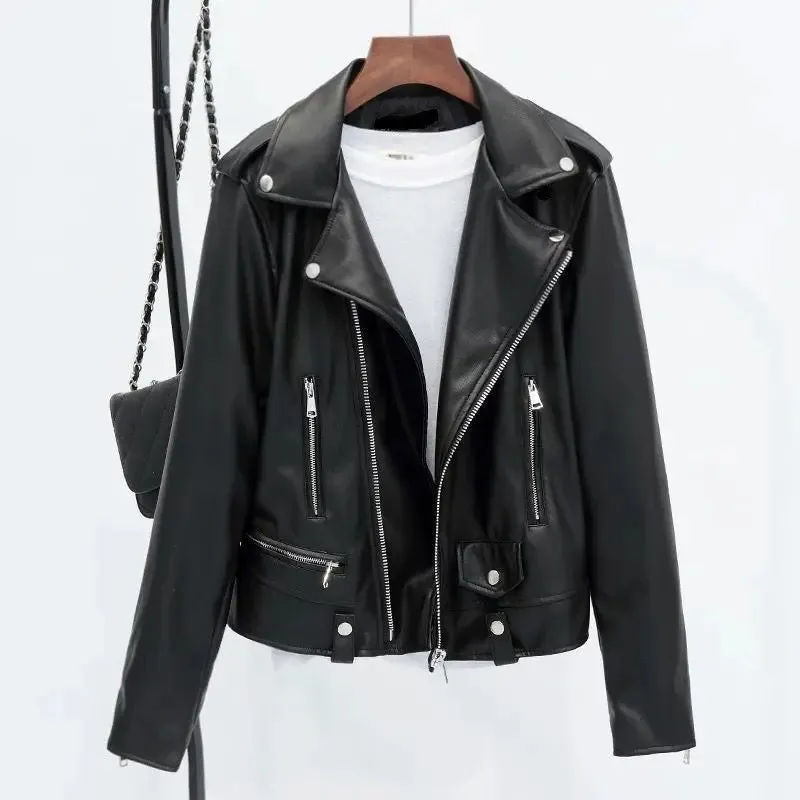 cold weather outfits Joskaa 2024 New Women's Loose-Fit Cropped Leather Jacket Korean Style Motorcycle Student PU Leather Vest Fashionable Spring Autumn