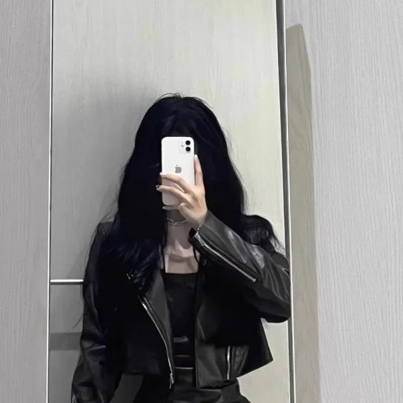 cold weather outfits Joskaa 2024 Spring Autumn New Women's Cropped Leather Jacket Tank Dress Slimming Bodycon Skirt Trendy Fashionable