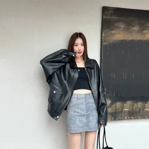 cold weather outfits Joskaa Casual Stylish Vintage Custom Imported PU Leather Elegant Loose-Fit Jacket Versatile Motorcycle Jacket For Men Leather Jacket 61
