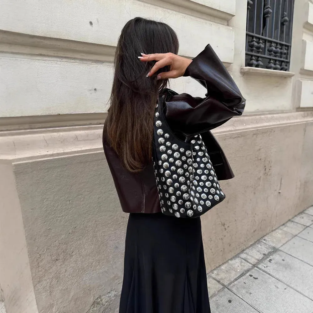 cold weather outfits Joskaa Fashionable Round Neck Leather Jacket Women's Clothing Cross-Border Hot Sale Fast Style Button Pocket Jacket LOOSE Fit