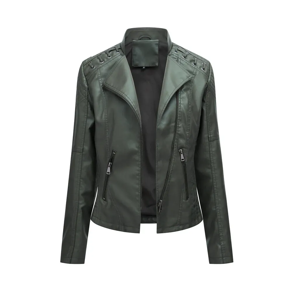 cold weather outfits Joskaa Trendy Youthful Cropped Jacket For Women Genuine Leather Slim Fit Motorcycle Jacket Versatile Smooths Your Silhouette
