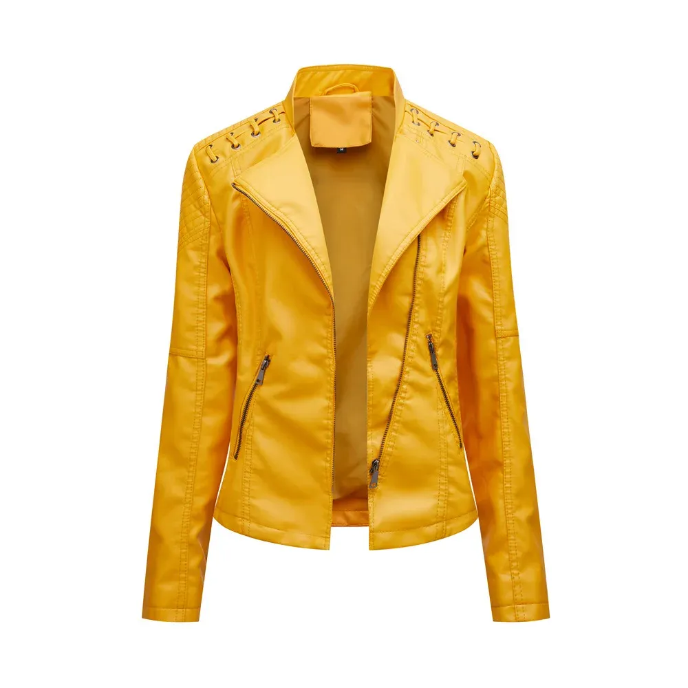 cold weather outfits Joskaa Trendy Youthful Cropped Jacket For Women Genuine Leather Slim Fit Motorcycle Jacket Versatile Smooths Your Silhouette