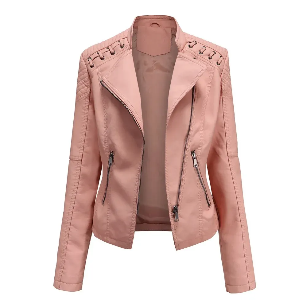 cold weather outfits Joskaa Trendy Youthful Cropped Jacket For Women Genuine Leather Slim Fit Motorcycle Jacket Versatile Smooths Your Silhouette