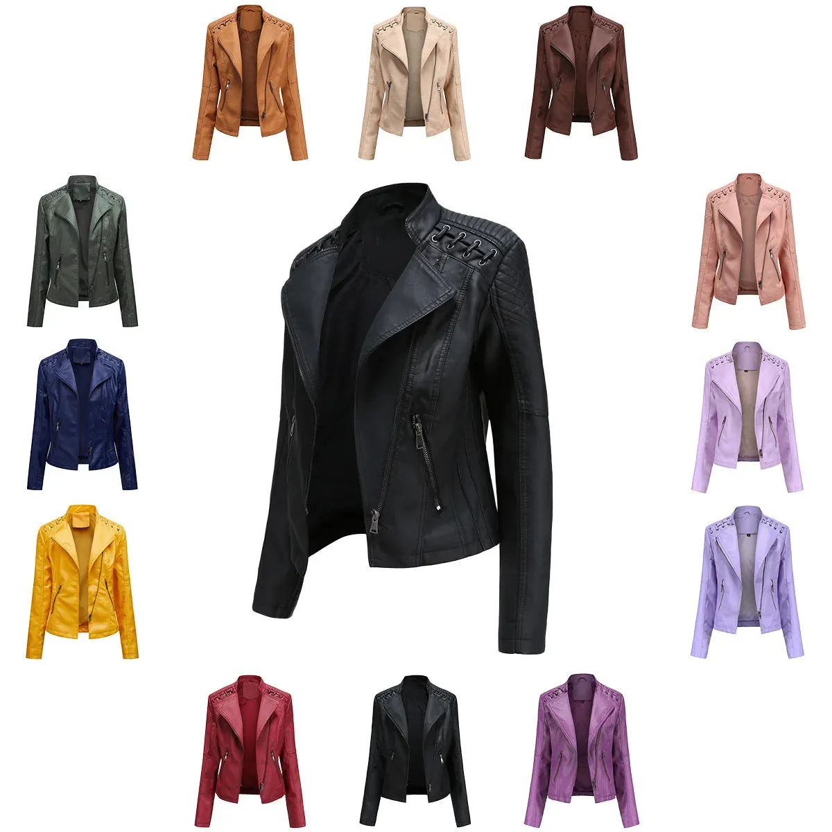 cold weather outfits Joskaa Trendy Youthful Cropped Jacket For Women Genuine Leather Slim Fit Motorcycle Jacket Versatile Smooths Your Silhouette