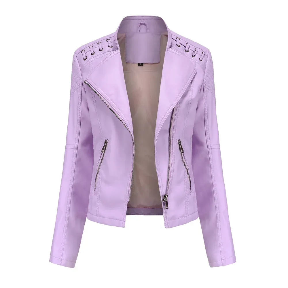 cold weather outfits Joskaa Trendy Youthful Cropped Jacket For Women Genuine Leather Slim Fit Motorcycle Jacket Versatile Smooths Your Silhouette
