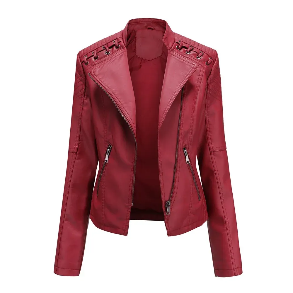 cold weather outfits Joskaa Trendy Youthful Cropped Jacket For Women Genuine Leather Slim Fit Motorcycle Jacket Versatile Smooths Your Silhouette