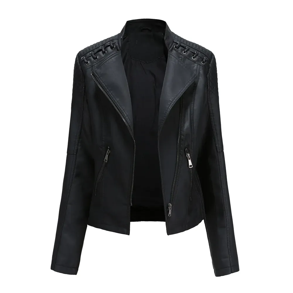 cold weather outfits Joskaa Trendy Youthful Cropped Jacket For Women Genuine Leather Slim Fit Motorcycle Jacket Versatile Smooths Your Silhouette