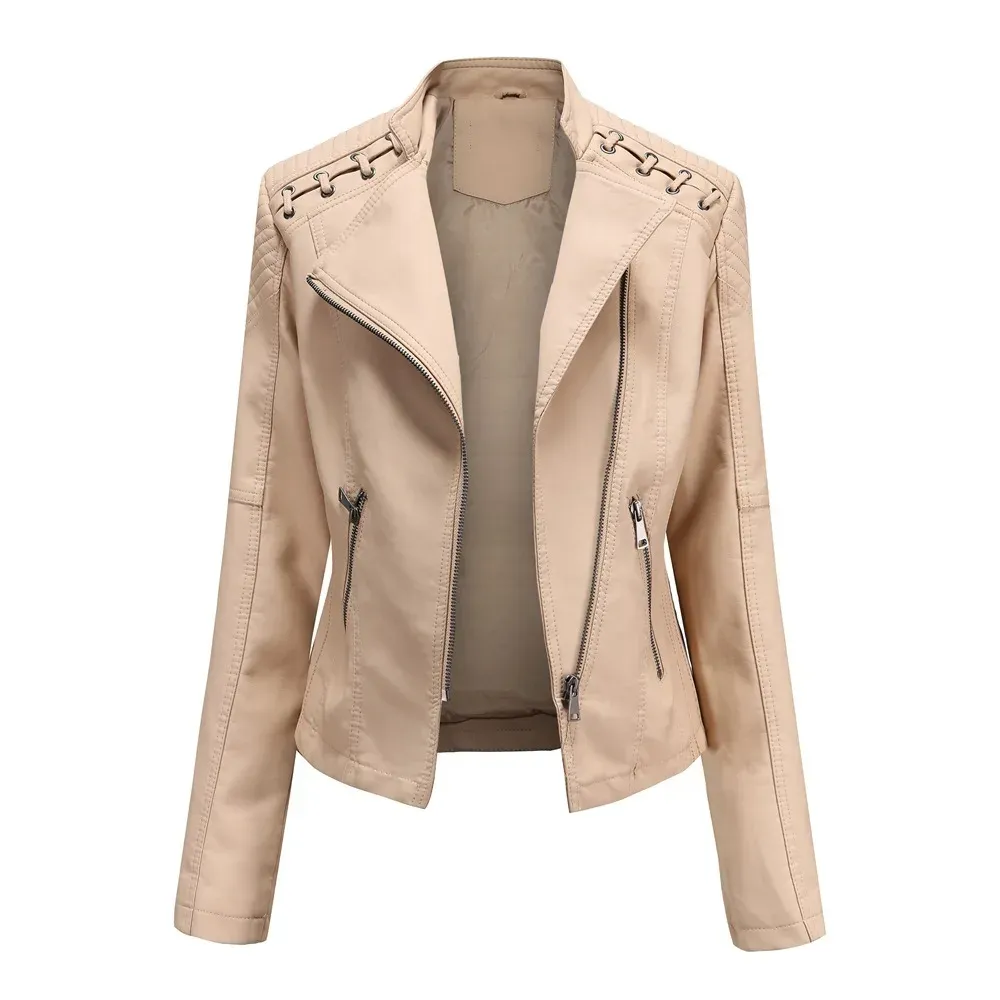 cold weather outfits Joskaa Trendy Youthful Cropped Jacket For Women Genuine Leather Slim Fit Motorcycle Jacket Versatile Smooths Your Silhouette
