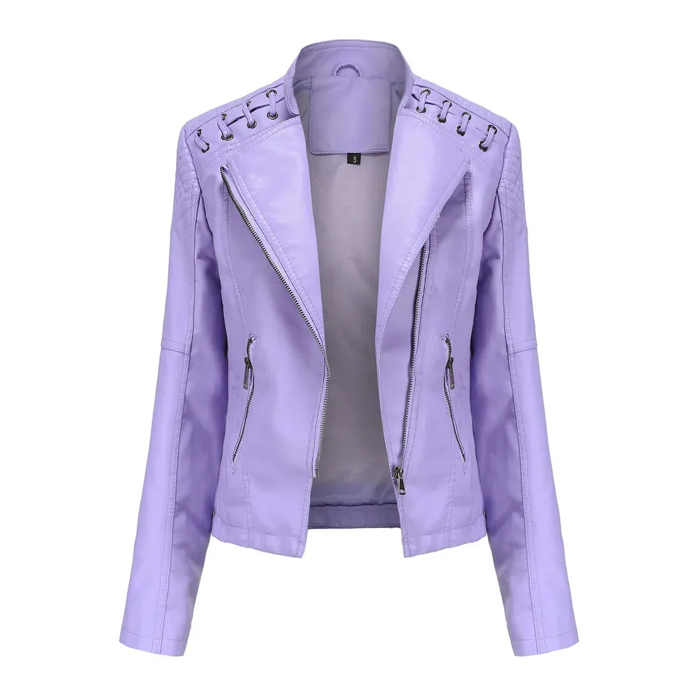 cold weather outfits Joskaa Trendy Youthful Cropped Jacket For Women Genuine Leather Slim Fit Motorcycle Jacket Versatile Smooths Your Silhouette