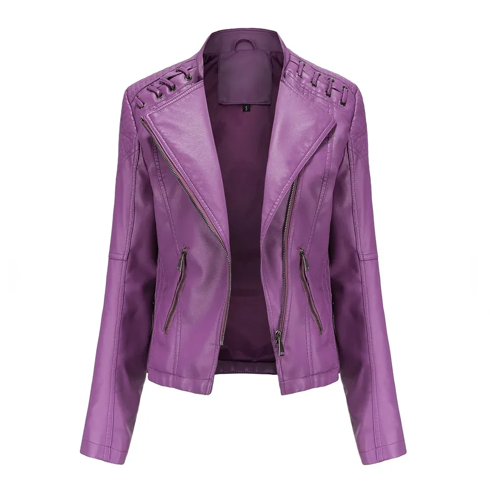 cold weather outfits Joskaa Trendy Youthful Cropped Jacket For Women Genuine Leather Slim Fit Motorcycle Jacket Versatile Smooths Your Silhouette
