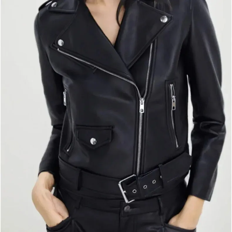 cold weather outfits Joskaa Vintage Motorcycle Leather Jacket Women's Clothing Fast Selling Popular Style Imitation Leather Biker Jacket For Seasonal Wear