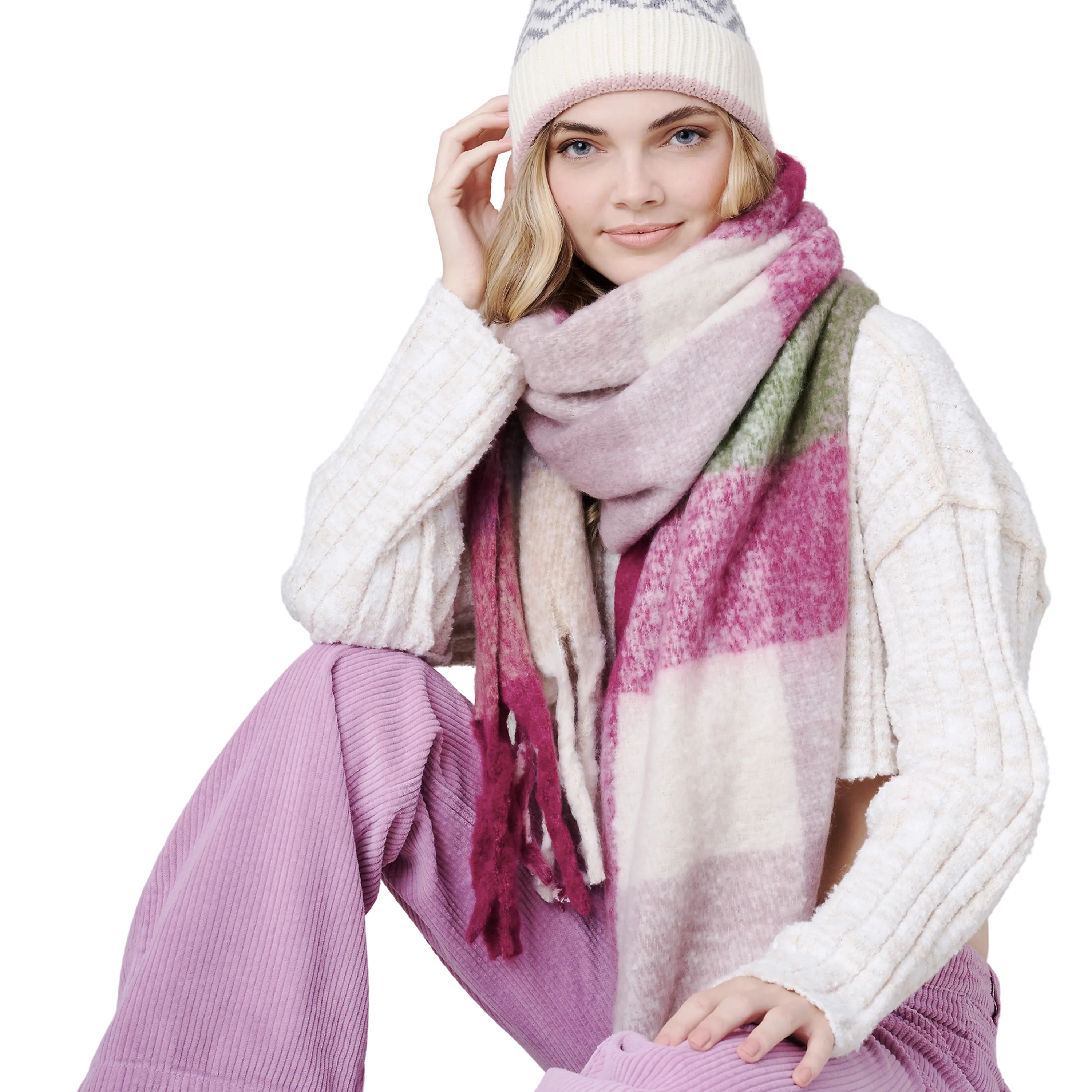 Color Block Soft Oblong Scarf