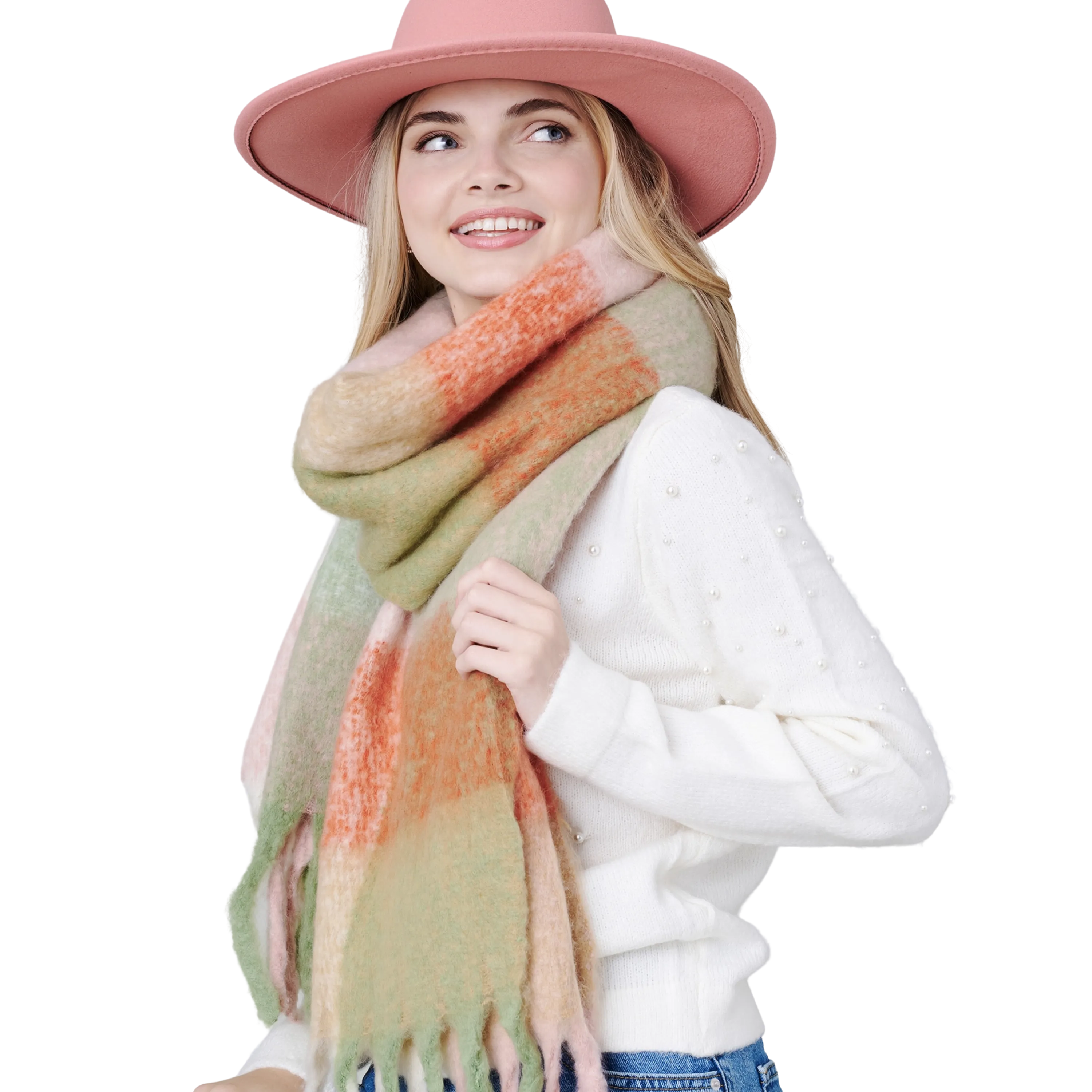 Color Block Soft Oblong Scarf