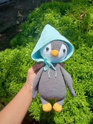 Crochet Penguin toy with hat