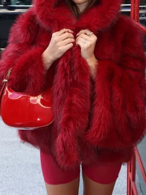 Faux Fox Fur Hooded Warm Jacket