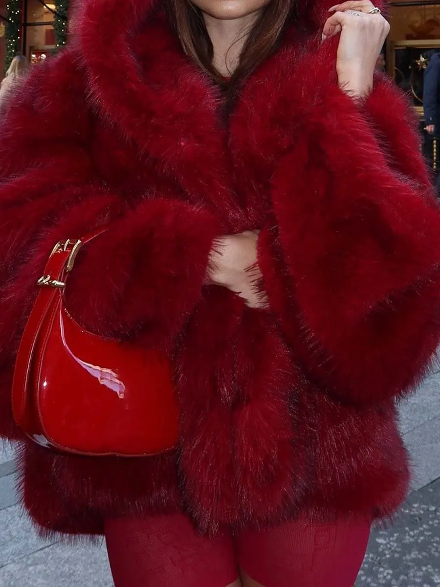 Faux Fox Fur Hooded Warm Jacket