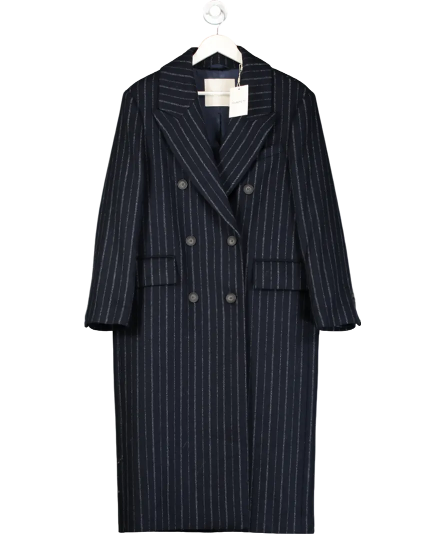 GANT Blue Pinstriped Wool Coat UK M