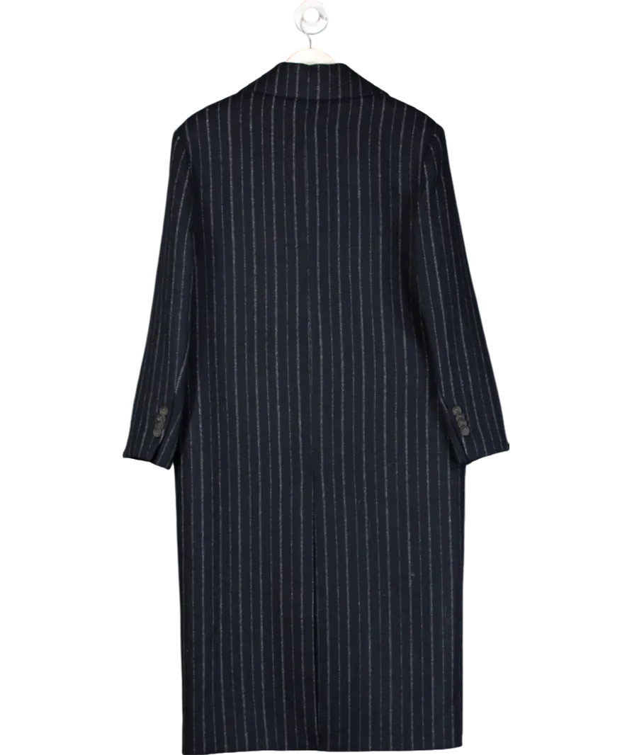GANT Blue Pinstriped Wool Coat UK M