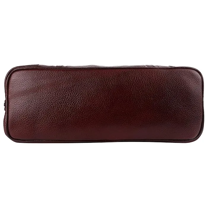 Genuine Leather Ladies Handbag with 2 Main Compartments - Adjustable & Detachable Strap