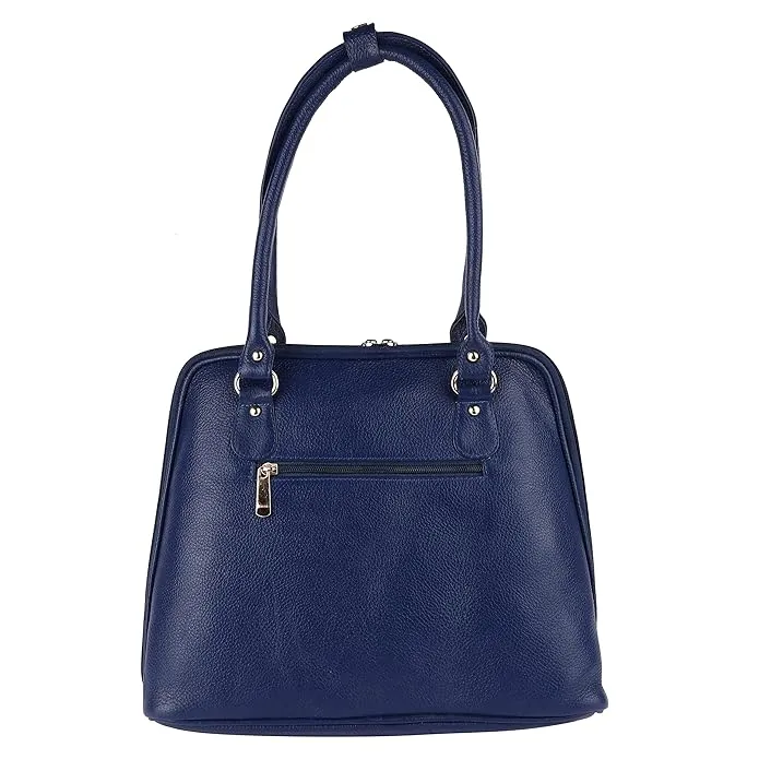 Genuine Leather Ladies Handbag with 2 Main Compartments - Adjustable & Detachable Strap