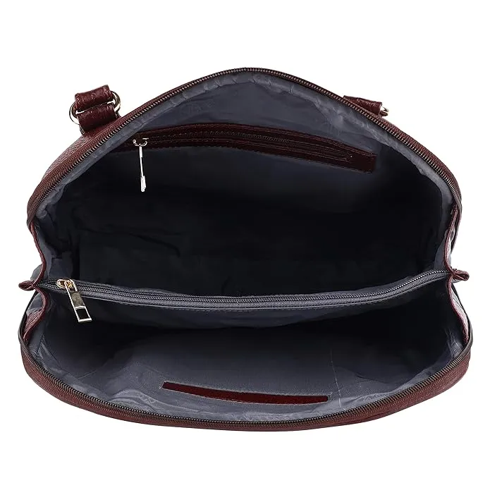 Genuine Leather Ladies Handbag with 2 Main Compartments - Adjustable & Detachable Strap