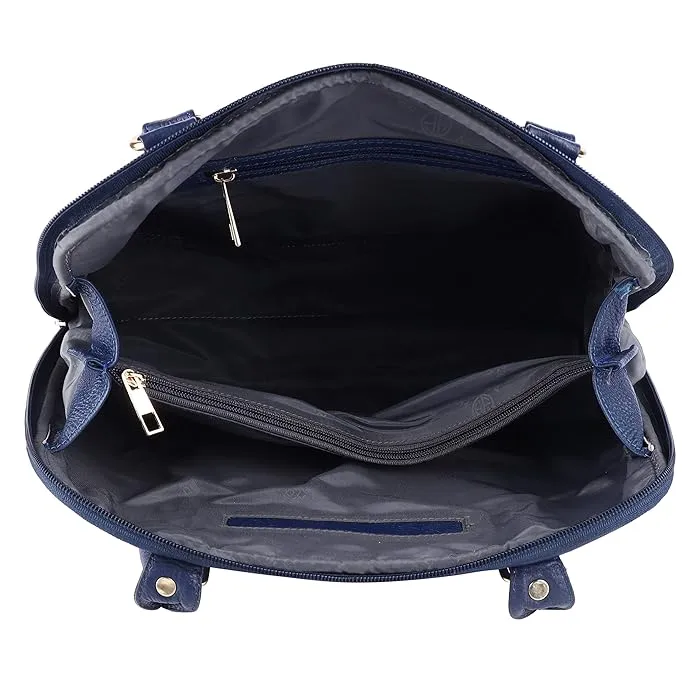 Genuine Leather Ladies Handbag with 2 Main Compartments - Adjustable & Detachable Strap