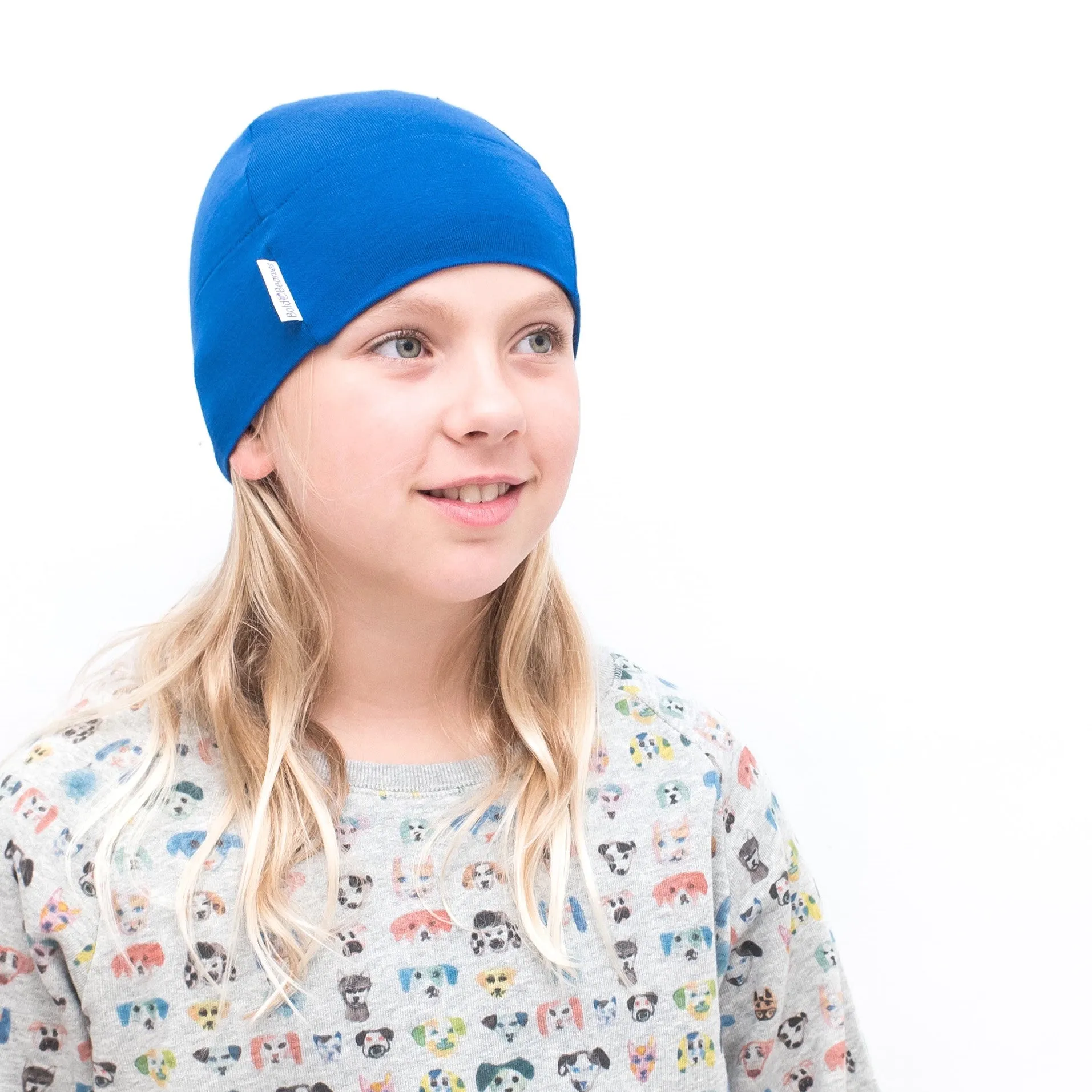 Girls Blue Soft Cotton Cancer Hat