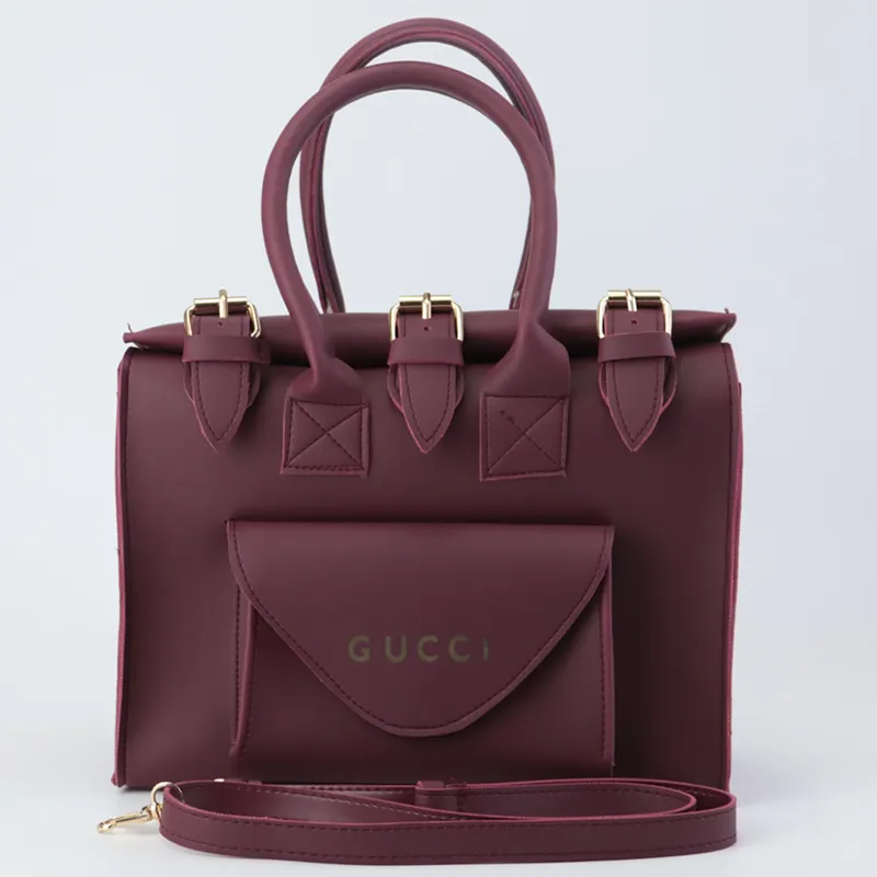 GU Women Leather Belt Style Bag Front Pocket Functional Handbag #22