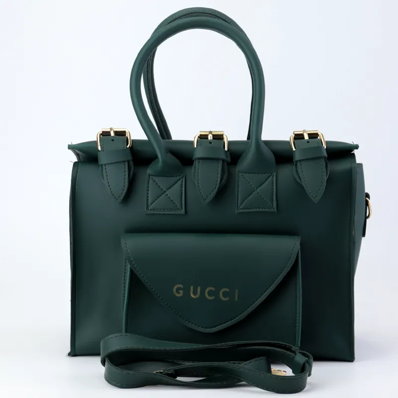 GU Women Leather Belt Style Bag Front Pocket Functional Handbag #22