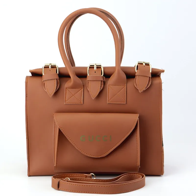 GU Women Leather Belt Style Bag Front Pocket Functional Handbag #22