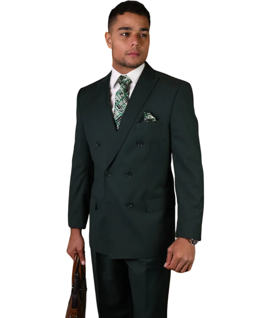 Hunter Green statement men's suit double breasted pleated pants classic fit