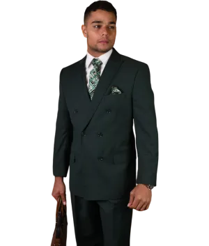 Hunter Green statement men's suit double breasted pleated pants classic fit