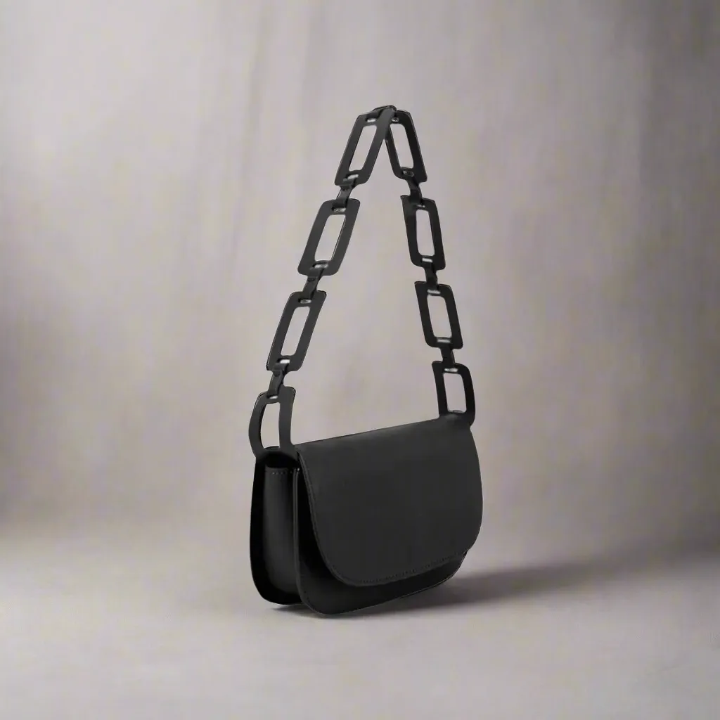 Inez Black Recycled Vegan Shoulder Bag