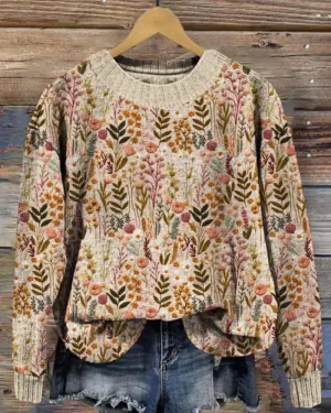 Ivyshape | Comfortable Floral Sweater