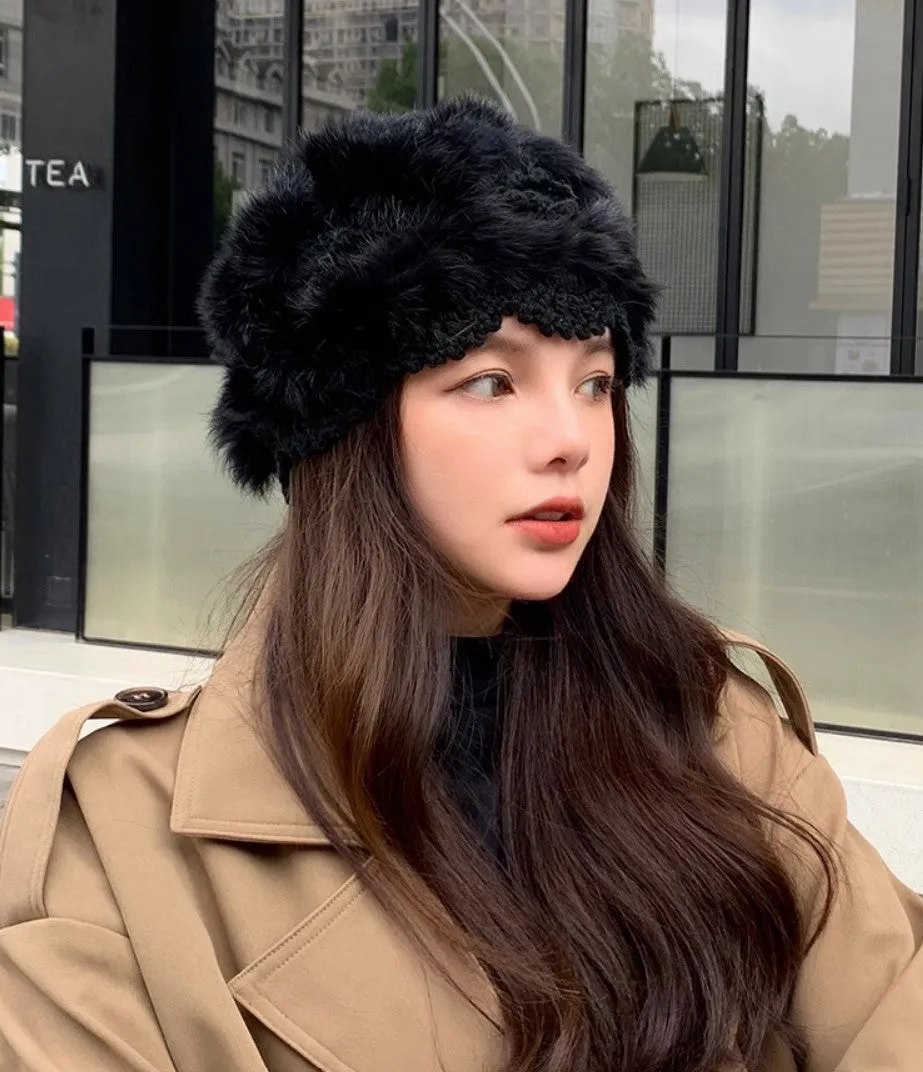 JCH303505 Luxury Soft Hand-Crafted Crochet Fur Hat