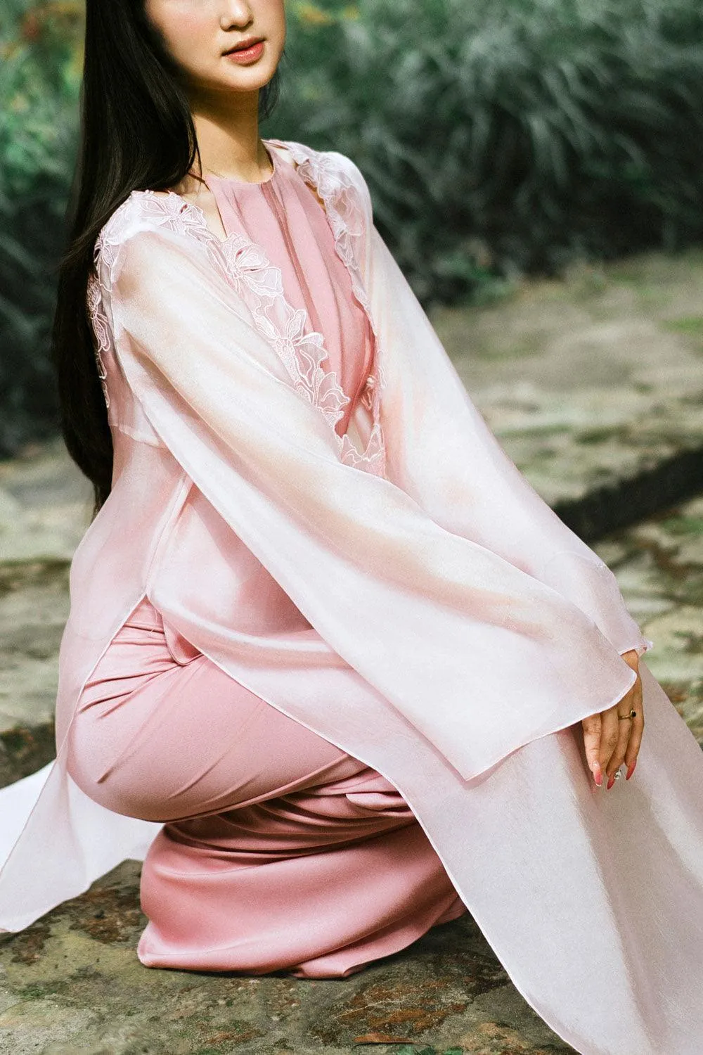 Kim Chi Straight Wide Leg Silk Floor Length Pants