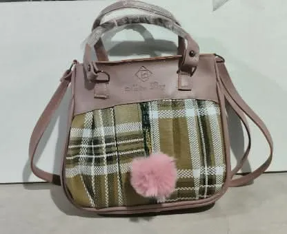 Ladies Leather Check Printed Hand bag for Women